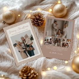 Tarjeta Festiva Minimalist Stripe Family Christmas Photo