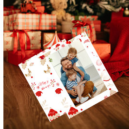 Tarjeta Festiva Minimalist Stylish Family Photo Christmas Card