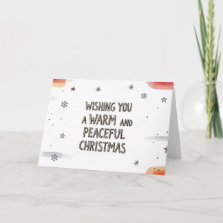 Tarjeta Festiva Minimalist Warm and Peaceful Christmas Lettering A