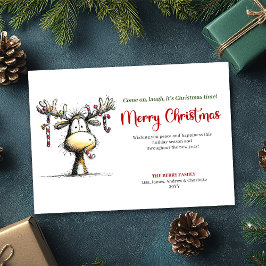 Tarjeta Festiva Minimalist Whimsical Reindeer Greeting Card