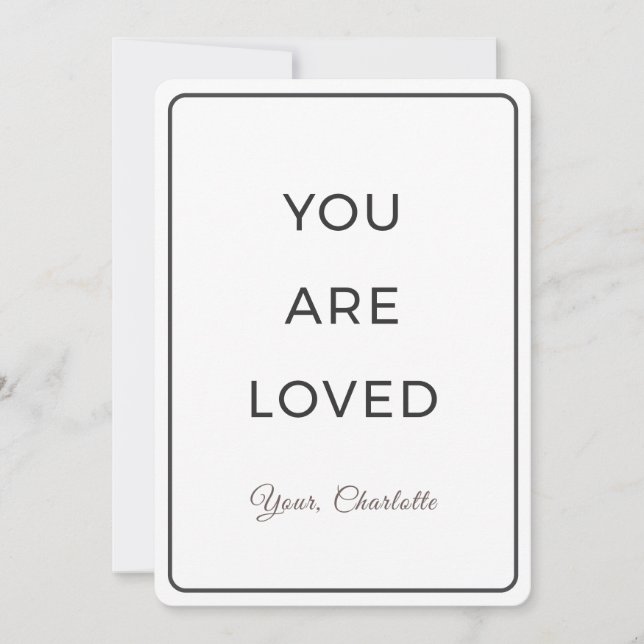 Tarjeta Festiva Minimalist You Are Loved Valentine Card (Anverso)