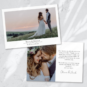 Tarjeta Festiva Minimalista 2 Boda fotográfico Merry y casado