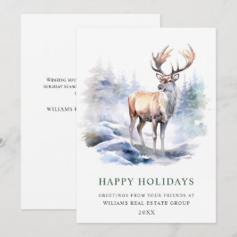 Tarjeta Festiva Minimalista elegante Deer Christmas Tree Corporate