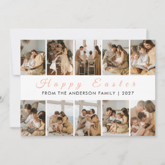 Tarjeta Festiva Minimalista Elegante Rejilla de 10 Fotos Pascua Fa