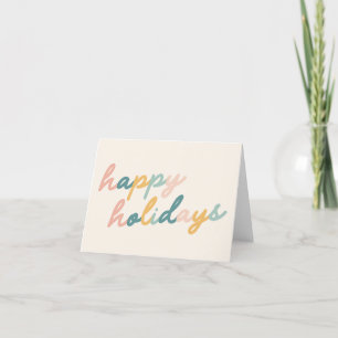Tarjeta Festiva Minimalista Escritura Vintage Pastel Felices Fiest