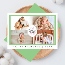 Tarjeta Festiva Minimalista Feliz Conejo de Pascua Cuatro Collages