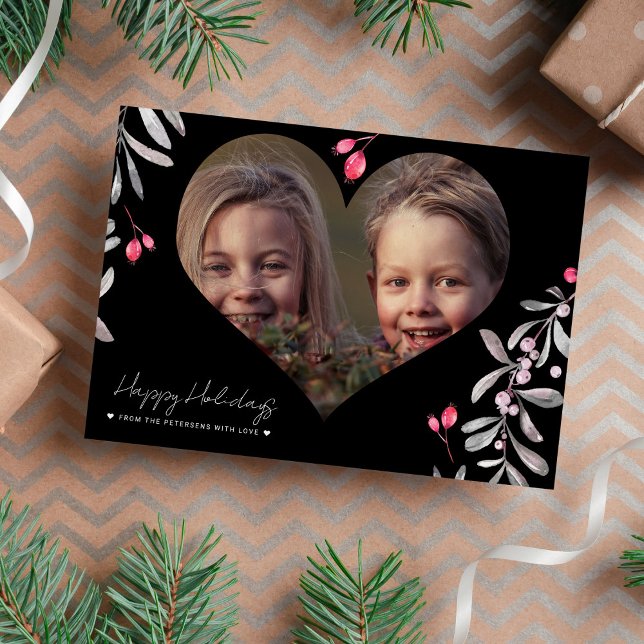 Tarjeta Festiva Minimalista foto de Happy Holidays negra (Subido por el creador)