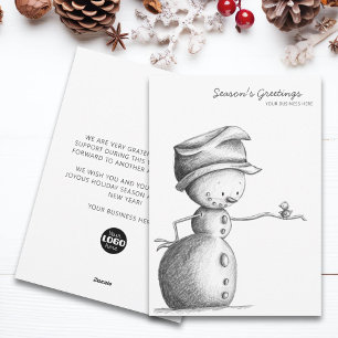 Tarjeta Festiva Minimalista Lápiz negro Snowman Business Navidades