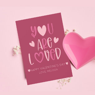 Tarjeta Festiva Minimalista Magenta Suave Eres Amado San Valentín