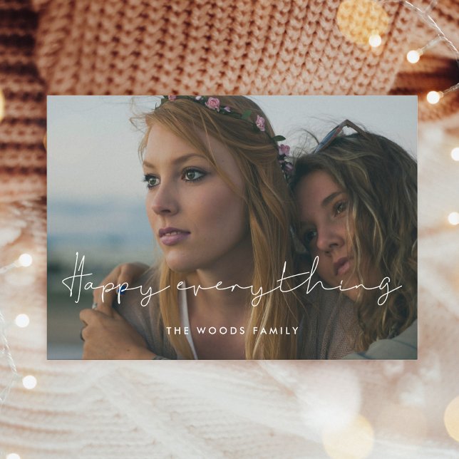 Tarjeta Festiva Minimalista manuscrito Feliz Todo. (Subido por el creador)