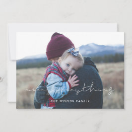 Tarjeta Festiva Minimalista manuscrito Merry Everything Photo