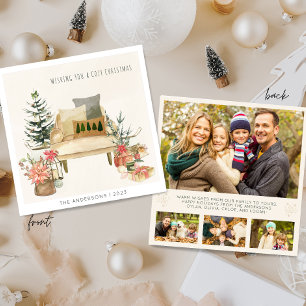 Tarjeta Festiva Minimalista moderno 4 foto Ilustracion acuarela