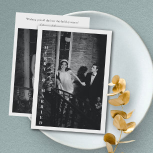 Tarjeta Festiva Minimalista Moderno Alegre Casado Foto Boda