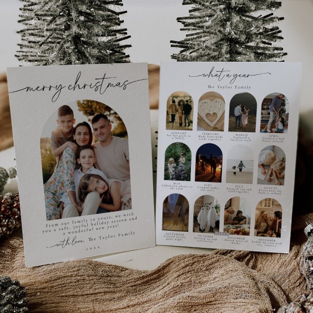 Tarjeta Festiva Minimalista Moderno Resumen Anual Foto Familia (Subido por el creador)