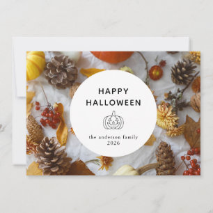 Tarjeta Festiva Minimalista moderno Spooky Happy Halloween 3 Photo