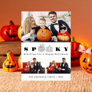 Tarjeta Festiva Minimalista moderno Spooky Happy Halloween 3 Photo
