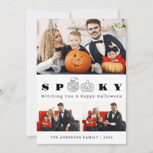 Tarjeta Festiva Minimalista moderno Spooky Happy Halloween 3 Photo