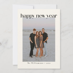 Tarjeta Festiva Minimalista Negrita Negro Feliz Año Nuevo Foto Per