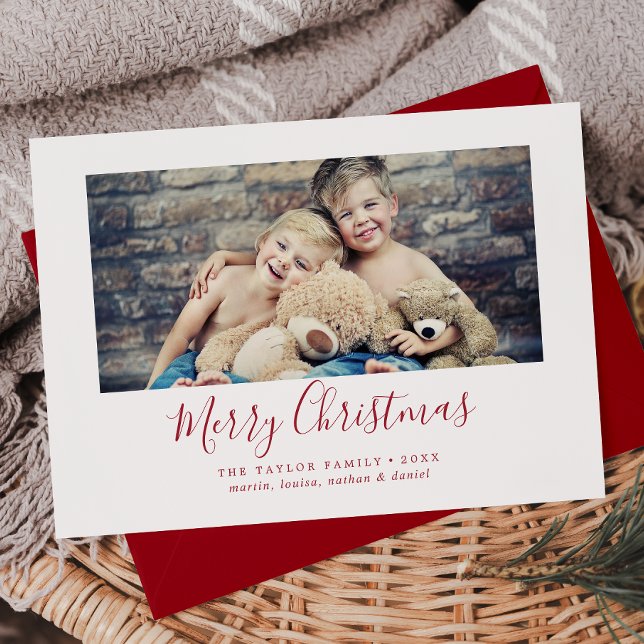 Tarjeta Festiva Minimalista Red Merry Christmas Landscape Photo (Subido por el creador)