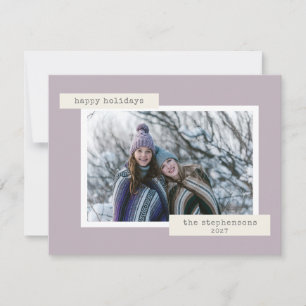 Tarjeta Festiva Minimalista Retro Pastel Lila Foto Personalizada