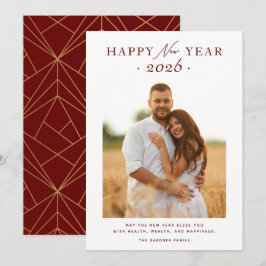 Tarjeta Festiva Minimalista rojo borgoña Feliz Año Nuevo 2025 Foto