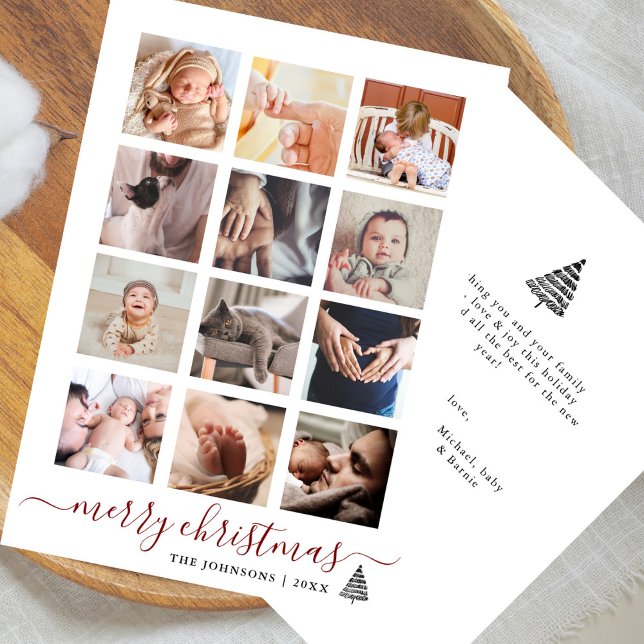 Tarjeta Festiva Mínimo 12 Collages de fotos Navidades elegantes (Subido por el creador)