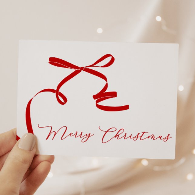Tarjeta Festiva Mínimo Bow Merry Christmas (Subido por el creador)