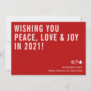 Tarjeta Festiva Mínimo Deseándote Paz Ama Alegría 2021 Año Nuevo