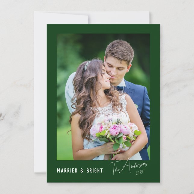 Tarjeta Festiva Mínimo moderno casado y brillante recién casado (Anverso)