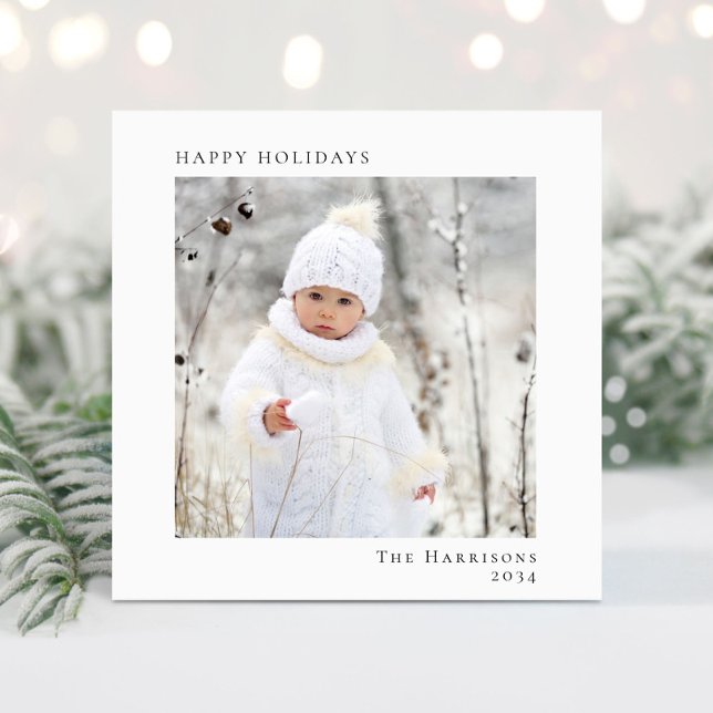 Tarjeta Festiva Mínimo moderno Feliz Festividad Navidades 2 Foto (Share the love and warmth of the season with your personalized photo Christmas card)