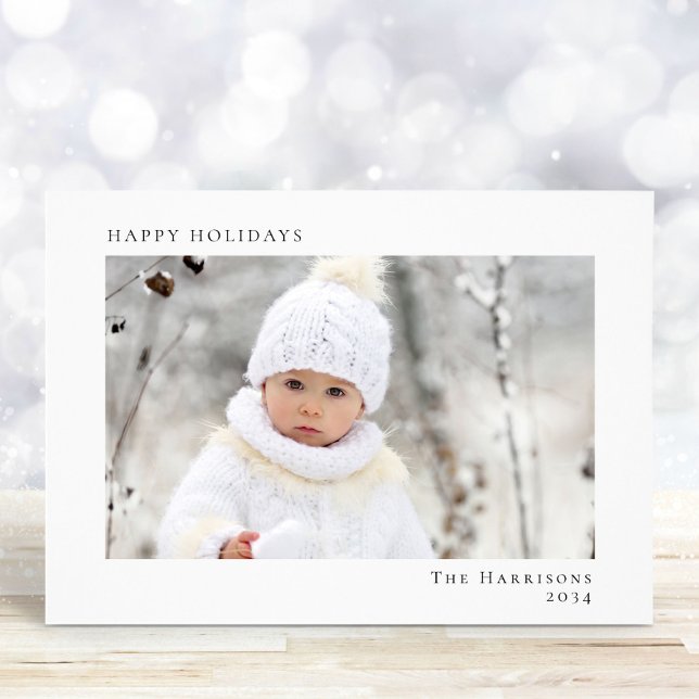 Tarjeta Festiva Mínimo moderno Feliz Festividad Navidades Foto (Share the love and warmth of the season with your personalized photo Christmas card)