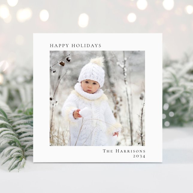 Tarjeta Festiva Mínimo moderno Feliz Festividad Navidades Foto (Share the love and warmth of the season with your personalized photo Christmas card)