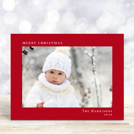 Tarjeta Festiva Mínimo moderno Fotos navideñas rojas