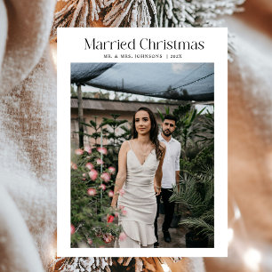 Tarjeta Festiva Mínimo Navidades casados Foto de recién casados