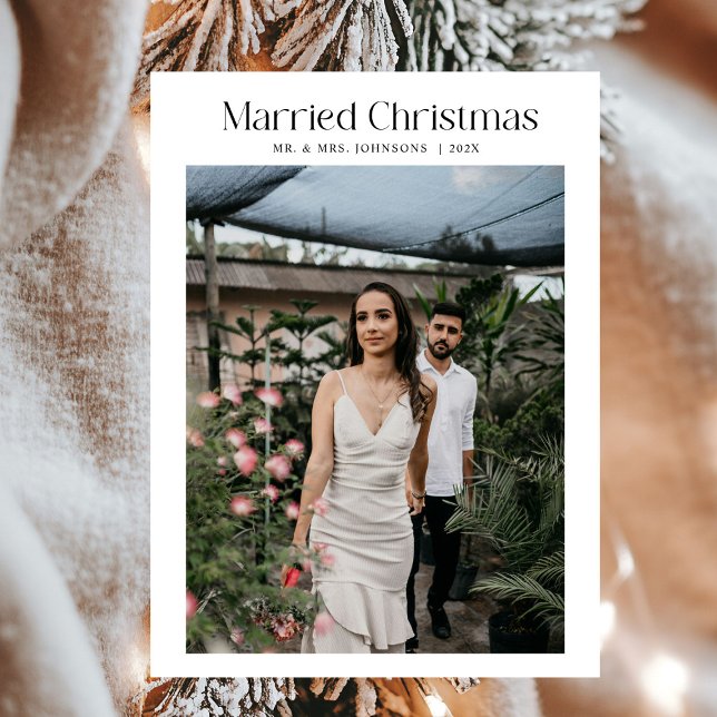 Tarjeta Festiva Mínimo Navidades casados Foto de recién casados (Subido por el creador)