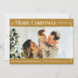 Tarjeta Festiva Mínimo Navidades modernos foto de familia Mostaza