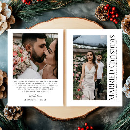 Tarjeta Festiva Mínimo, primeros Navidades casados. Foto de recién