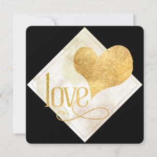 Tarjeta Festiva Mínimo San Valentín de Amo Negro y Oro