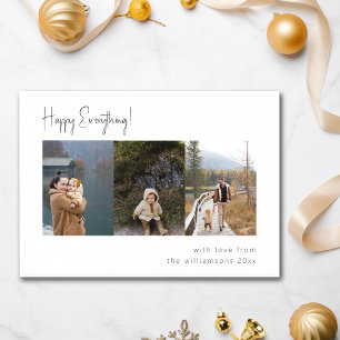 Tarjeta Festiva Mínimo Script Manuscrito Multi Foto Cuatro
