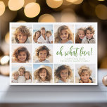 Tarjeta Festiva Mínimo simple - 10 Foto - Blanco verde Zen Arch<br><div class="desc">Delantero - Una plantilla de 10 fotos en una cuadrícula simple con un borde blanco. Fondo blanco con un guión divertido y una fuente sans serif para el saludo. El tipo está en un verde silenciado. Fondo: fondo verde sabio con un arco de arte zen de línea delgada. Todos los...</div>