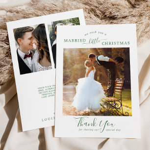 Tarjeta Festiva Mínimo Verde Casado Con Pequeños Navidades 3 Fotos