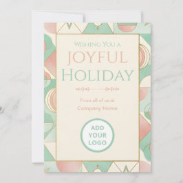 Tarjeta Festiva Mint & Blush Retro | Logo-Ready Corporate
