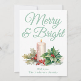 Tarjeta Festiva Mint Green manuscrito Merry & Bright