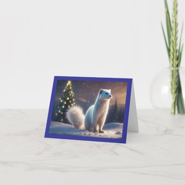 Tarjeta Festiva Minx de vacaciones blancas (Anverso)