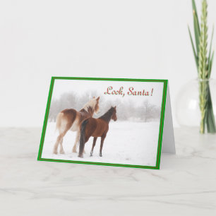 Tarjeta Festiva ¡Mira, Santa! -tarjeta de vacaciones con dos cabal