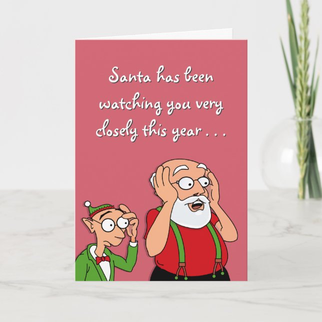 Tarjeta Festiva Mirando a Santa (Anverso)