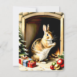 Tarjeta Festiva mis amables navidades conejitas
