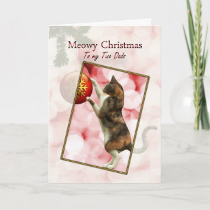Tarjeta Festiva Mis dos papás, Navidades Meowy