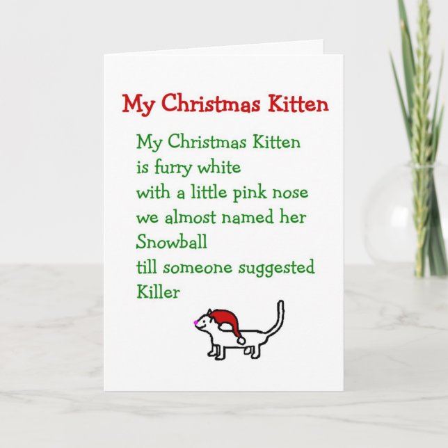 Tarjeta Festiva Mis Navidades Kitten - Un poema de Navidades graci (Anverso)