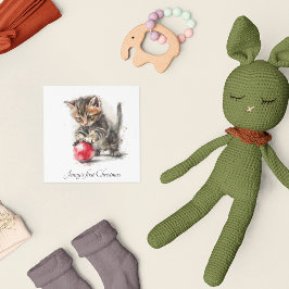 Tarjeta Festiva Mis primeras navidades, lindo personalizable gatit